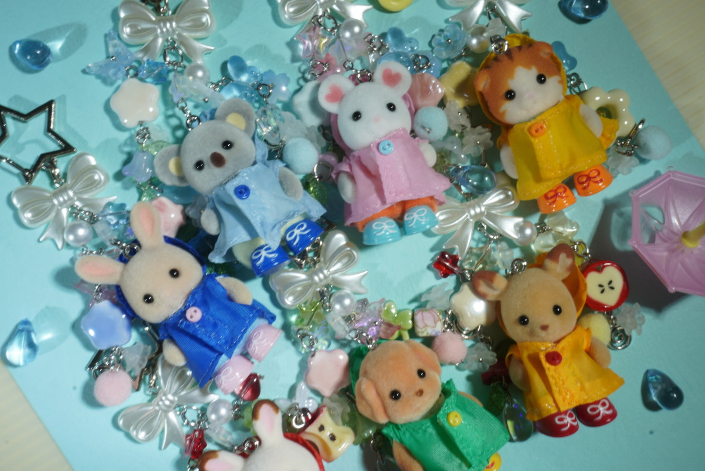 Sylvanian Families Raincoat Babies Keychain